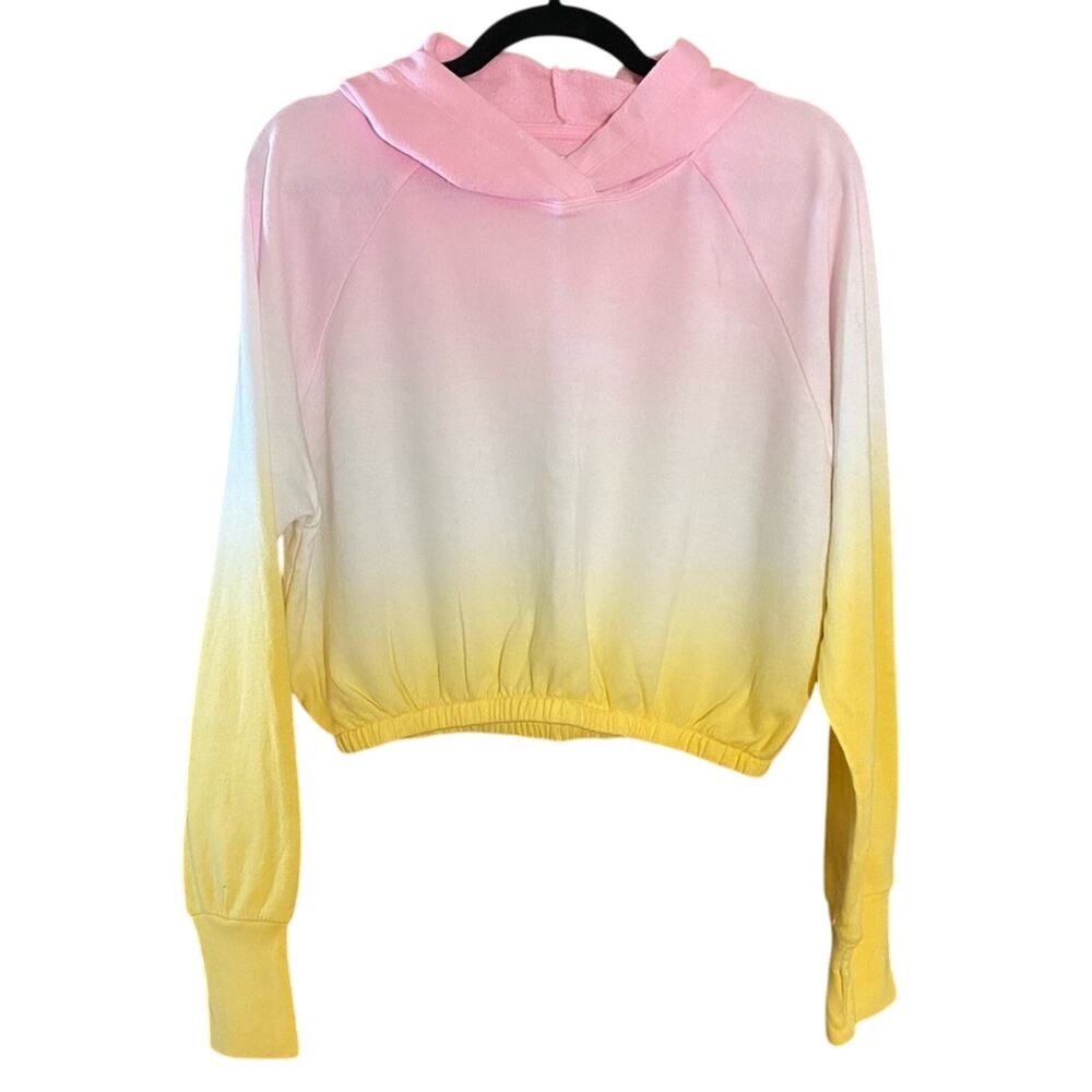 Victoria's Secret Sport Pink Yellow Ombré Cropped Sweatshirt Hoodie Size XS
